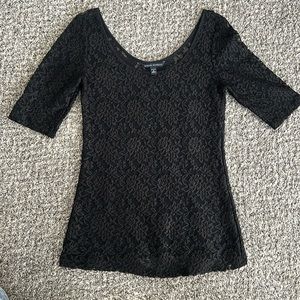 Banana Republic Lace Floral Top with Gold Flecks, Small